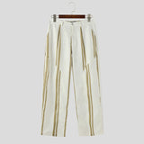 WIAOFELLAS  -  Men Striped Pants Button Oversize Joggers Casual Wide Leg Pants Men Streetwear 2025 Fashion Loose Long Trousers S-5XL