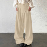 Wiaofellas  -  Men Pants Solid Color Button Joggers High Waist Casual Trousers Men Streetwear Loose Fashion Male Wide Leg Pants S-5XL