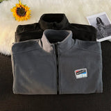 WIAOFELLAS  -  Men Thicker Jackets Autumn Winter Stand Collar All-match Solid Fashion Patchwork Zipper Warm Streetwear Long Sleeve Casual Coats