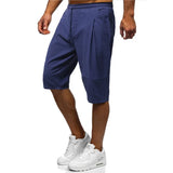 WIAOFELLAS  -  Men's Loose Tied Cotton and Linen Shorts for Foreign Trade Men's Clothing. Solid Color Thin Breathable Casual Capris