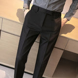 Wiaofellas  -  Men's Light Luxury Button-down Draped Baggy Suit Pants Casual Solid Color Straight Premium Elegant Korean Popular Leisure Pants