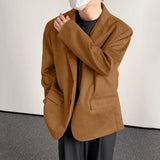 WIAOFELLAS  -  Men Blazer Solid Color Lapel Long Sleeve Button Casual Suit Men Streetwear Loose Fashion Leisure Male Thin Coats S-5XL