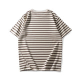 Wiaofellas  -  New fashion pinstripe crewneck T-shirt for summer men