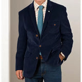 WIAOFELLAS  -  Mens Corduroy Blazer Single Breasted Casual Jacket Fashion Slim Fit Comfortable Elegant Suit Jacket Business Attire Formal Wear