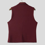 WIAOFELLAS  -  Men Vests Patchwork Lapel Sleeveless Button Casual Male Waistcoats Color-block Streetwear 2025 Fashion Vests Men S-5XL