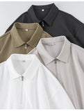 Wiaofellas  -  Summer New American Half-zipper Slit Short-sleeved T-shirt Simple Versatile Lapel Polo Shirt