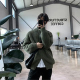 WIAOFELLAS  -  Autumn and winter stand collar cardigan sweater jacket men's zipper loose long sleeve American retro