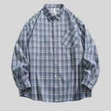 WIAOFELLAS  -  Spring Autumn Long Sleeve Casual Shirts Men American Style Checkered Shirt Mens Loose High Quality Vintage Tops Coat Male Couple