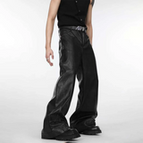 WIAOFELLAS  -  Mens Trousers Pu Leather Soft Casual Pants Streetwear Fashion Versatile Retro High Waist Slim Straight Pants Men'S Clothing 2025