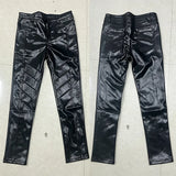 Wiaofellas  -  Men Punk Faux Leather Pants Slim Fit Ankle‑Tied Biker Motorcycle Trousers Zipper Long Pants Nightclub Streetwear Casual Trousers