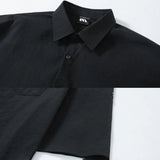 WIAOFELLAS  -  Mens Short-Sleeved Shirt Summer Daily Korean Style Roll-Tab Sleeves Trendy Shirt Loose Casual High-End Thin Lapel Mens T-Shirt