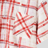 WIAOFELLAS  -  2025 Men Plaid Shirt Lapel Short Sleeve Oversize Casual Men Clothing Streetwear Pockets Korean Fashion Male Shirts S-5XL
