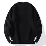 Wiaofellas  -  Trendy Cashmere Blend Fabric Sweater Warm Autumn Winter Wool Knitted Pullover Sweater With Cuff Button Design casual Tops