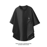 WIAOFELLAS  -  Summer Casual Versatile Short-sleeved Pocket Design Basic T-Shirt Men Round Neck Top Loose Large Size T-shirt Tops