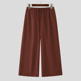 WIAOFELLAS  -  Men Wide Leg Pants Solid Color Drawstring Joggers Trousers Men Streetwear Loose Korean Style Fashion Casual Long Pants