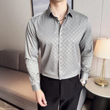 WIAOFELLAS  -  British Style Slim Fit Business Men Shirts Spring Autumn Vintage Long Sleeved Mens Plaid Shirt Fashion Social Men's Clothing 4XL