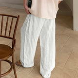 WIAOFELLAS  -  Men Striped Pants Button Joggers Loose 2025 Korean Style Casual Straight Trousers Men Streetwear 2025 Fashion Long Pants