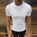 WIAOFELLAS  -  Men T Shirt Solid Color O-neck Short Sleeve Knitted Male Tee Tops Streetwear Summer Fashion Casual Cozy Men Clothing