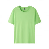 WIAOFELLAS  -  Pure Cotton Short Sleeve T-shirt Men's Round Neck Loose Solid Color Base Shirts Top Tees