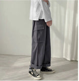 Wiaofellas  -  Men's Workwear Pants Straight Leg Loose Fit Faionable Japanese Sle Wide Leg Pants Hong Kong Sle Versatile Trendy Nine