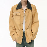 WIAOFELLAS  -  Korean Style Men's Shoulder Pads Jackets Single Breasted Design Turn Down Collar Loose Male Clothing New Menwear