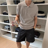 Wiaofellas  -  Summer Old Money Style Ice Silk Knit Polo Shirt Men Seagull Collar Thin Breathable Short Sleeve Casual T shirt