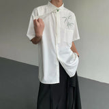 WIAOFELLAS  -  Fashion Men's Heavy Industy Embroidery Pockets Design Shirts Trendy China Style Short Sleeves Tops Male Summer