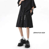 WIAOFELLAS  -  Summer Shirt Set Men Fashion White Shirts Shorts Two-piece Set Men Korean Loose Ice Silk Set Mens Formal Sets Large Size 5XL