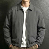 Wiaofellas  -  New Casual Mens Plaid Printing Jackets Autumn Vintage Zip-up Turn-down Collar Jacket Coat Daily Leisure Men Long Sleeve Cardigan
