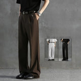 WIAOFELLAS  -  Business Luxury Draped Suit Pants Men Fashion Dress Pants Korean Loose Straight Casual Pants Men's Office Formal Male Trousers