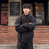 WIAOFELLAS  -  Fashion Men's Solid Color Stand Collar Jackets Trendy Summer American Style Zipper Long Sleeves Coats Male