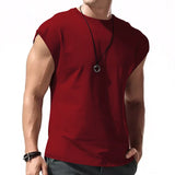 Wiaofellas  -  Loose Casual Sleeveless Vest Men's Summer New Style Thin Pure Color Tank Top Sports Style Polyester Fiber Straight Hem Design