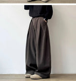 WIAOFELLAS  -  High Waist Wide Leg Casual Pants for Women Bla Floor-Length Drapey Suit Pants Casual Loose Fit Polyester Fiber