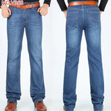 WIAOFELLAS  -  Extra Long Pants 117CM Tall Men 195CM Plus Size 42 44 46 Classic Blue Stretched High Waisted Elastic Trousers Denim Slim Jeans
