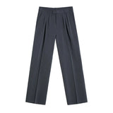 Wiaofellas  -  Suit Pants Casual Spring New Fashion Loose Zipper Pocket Male Straight Wide Legs Trousers Solid Color Korean Streetwear