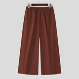 WIAOFELLAS  -  Men Wide Leg Pants Solid Color Drawstring Joggers Trousers Men Streetwear Loose Korean Style Fashion Casual Long Pants