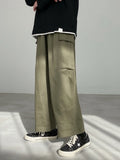Wiaofellas  -  Men's Workwear Pants Straight Leg Loose Fit Faionable Japanese Sle Wide Leg Pants Hong Kong Sle Versatile Trendy Nine