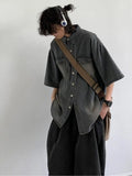Wiaofellas  -  Harajuku Subculture Short Sleeve T Shirt Men Street Fashion Casual Loose vintage Tops Daily Outfits Men Trendy  Coats New