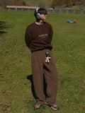 WIAOFELLAS  -  Solid Color Male Casual Pants Korean Style Droop Straight Thickened Trousers Wide Leg Loose New Male Bottom Winter