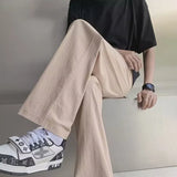 Wiaofellas  -  Men's Cotton Linen Casual Pants Summer New Sle Drapey Straight Leg Loose Trendy Thin Wide Leg Sports Long Trousers