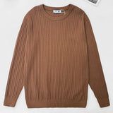 WIAOFELLAS  -  Casual Long Sleeve O Neck Knit Sweater Mens T Shirt Autumn Winter Fashionable Solid Color Jumpers For Men Daily Leisure Sweaters