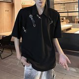 WIAOFELLAS  -  Men's Denim Shorts Back Letter Embroidery American Style Washing Straight Contrast Color Wide Leg Male Jeans Summer