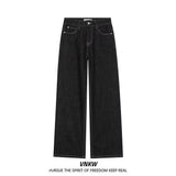 Wiaofellas  -  Mens Jeans Pants With Hole Casual Vintage Straight Leg Korean Fashion Streetwear Harajuku Trousers