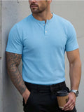 WIAOFELLAS  -  Stylish Mens Solid Color T Shirts Slim Fit Stretch Short Sleeve O Neck T-shirt 2026 Spring Summer New Casual Plaid Textured Tees