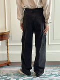 WIAOFELLAS  -  Vintage Cargo Jeans Korean Style Straight Leg Casual Large Pocket Design Autumn New Trendy Denim Pants Men's