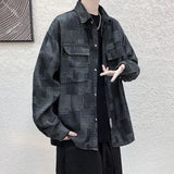 WIAOFELLAS  -  Japanese Retro Ethnic Style Sub Shirt Men's Long Sleeved Korean Trendy Loose Color Blocked Shirt Hong Kong Style Casual Jacket