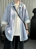 WIAOFELLAS  -  Light Blue ort Sve Embroidered irt for Men Summer Breeze Patchwork Design Breathable Thin Outerwear Casual Sle