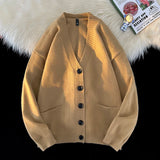 WIAOFELLAS  -  Autumn and Winter New Korean Fashion Versatile Casual Cardigan Ribbed V-neck Sweater Jacket Men's Light Jacquard Design Jacket