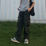 Wiaofellas  -  American Retro Hiphop Camouflage Workwear Casual Pants Men's Wide Leg Handsome Trendy Brand Design Long Pants Youth Spring