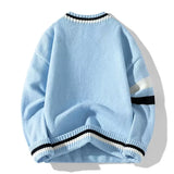 WIAOFELLAS  -  Autumn Winter Retro Sport V-neck Pullover Sweater Men's Casual Loose Knitted Pullovers Men Large Size High Quality Sweaters 2025